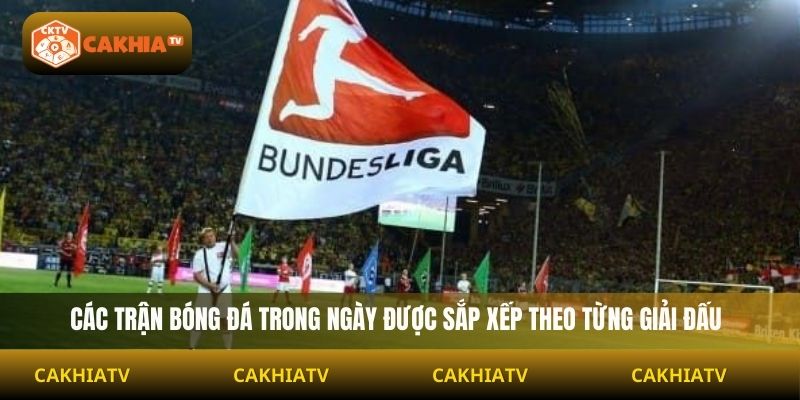 Các trận bóng đá trong ngày được sắp xếp theo từng giải đấu