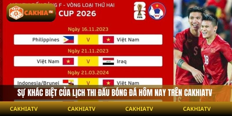 Sự khác biệt của lịch thi đấu bóng đá hôm nay trên Cakhiatv